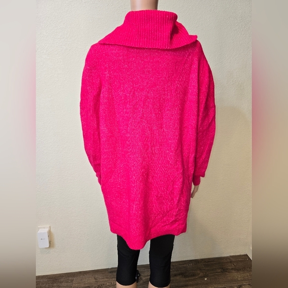 Lane Bryant Bright Pink Cowl Neck Tunic Sweater Size 14/16 - Picture 10 of 10
